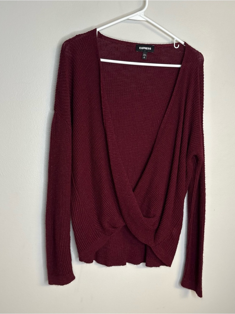 Express Women's Wine Wrap-Front Knit Sweater